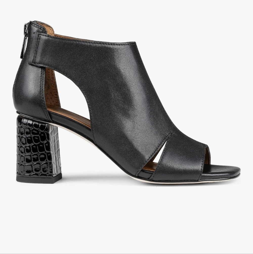 Donald Pliner Women's Perra Leather Heeled Sandal Black-Suede 6 New $150!